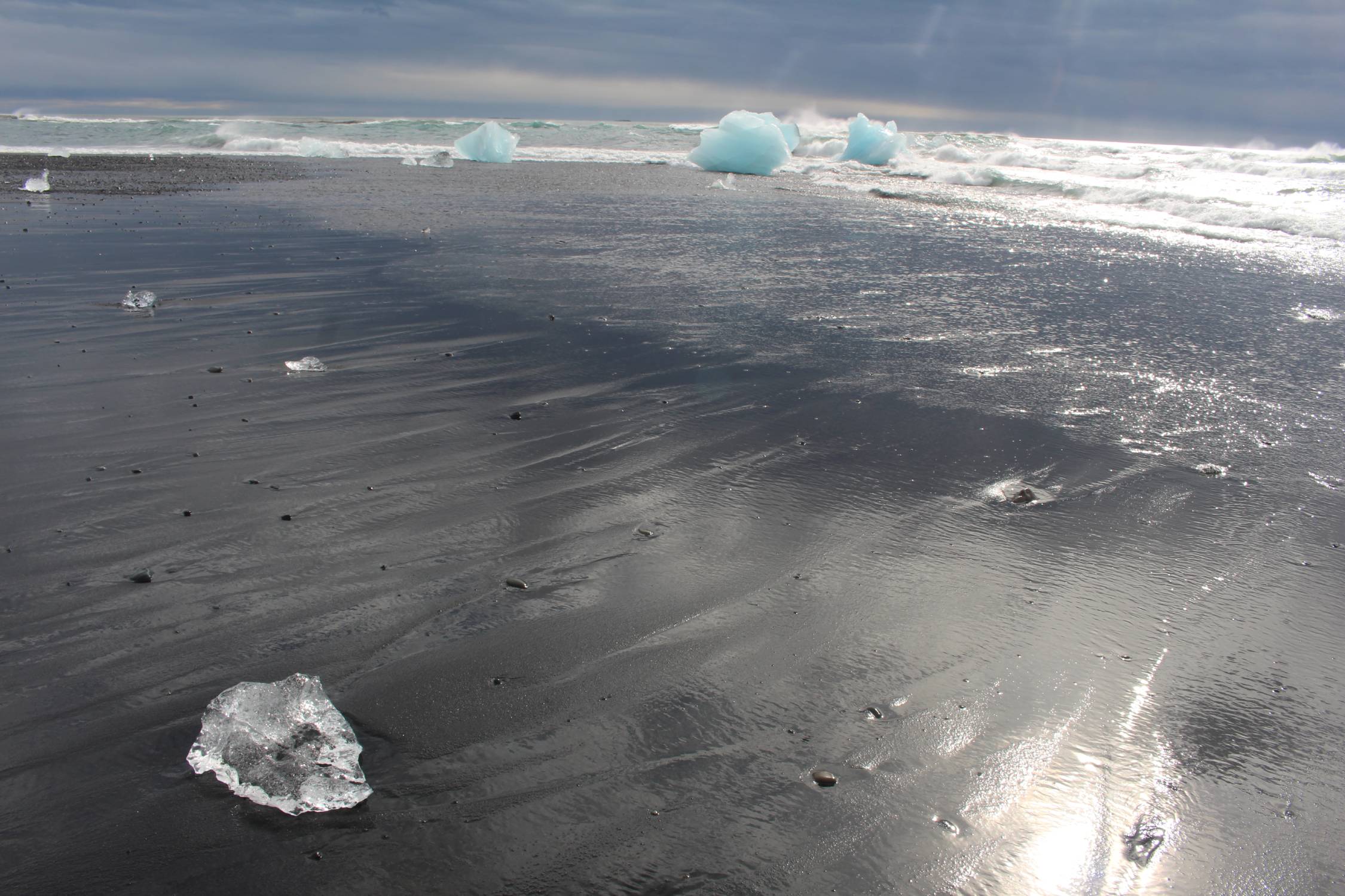 Islande, plage de Diamant, sable noir