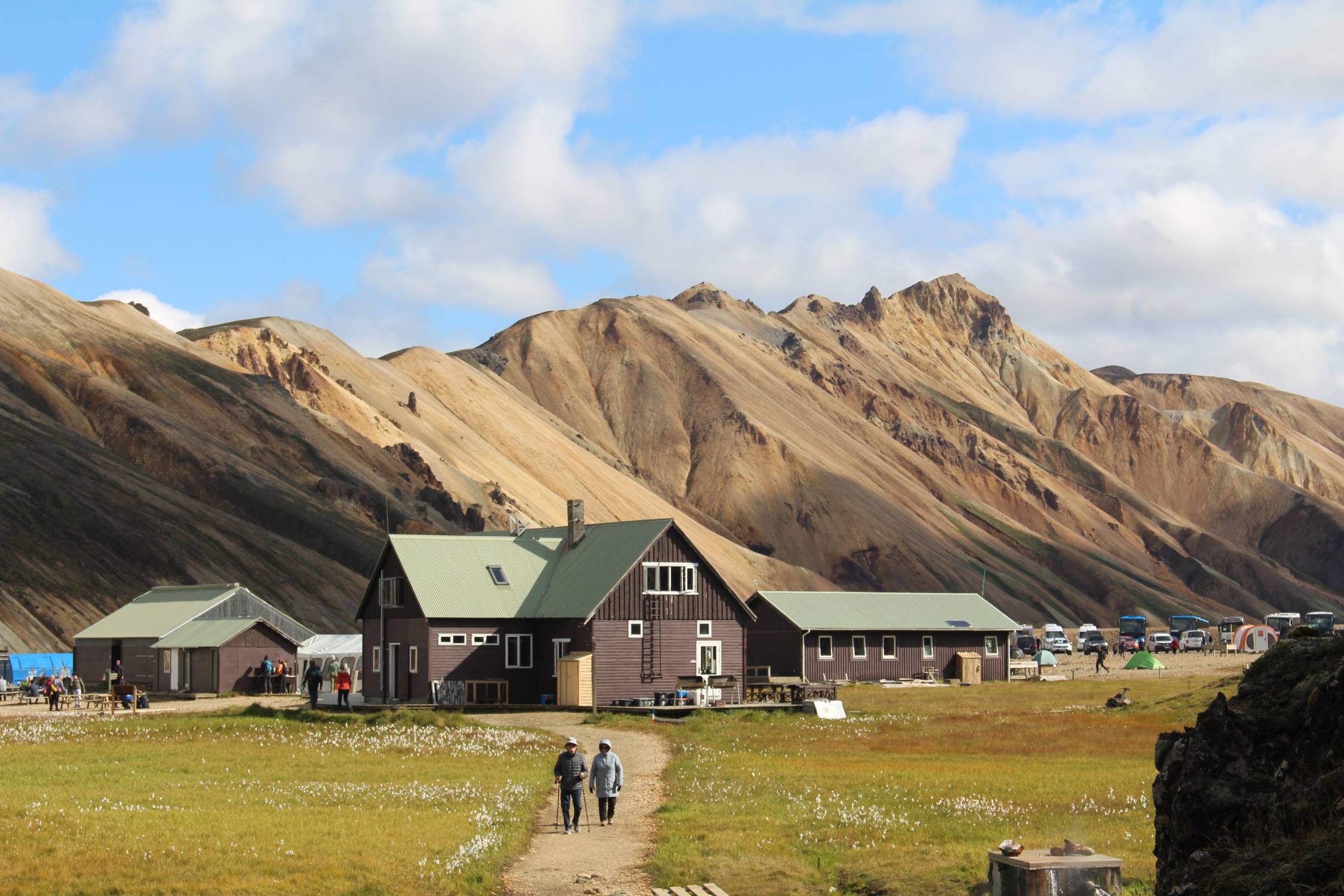 Islande, camp de Landmannalaugar, bâtiments