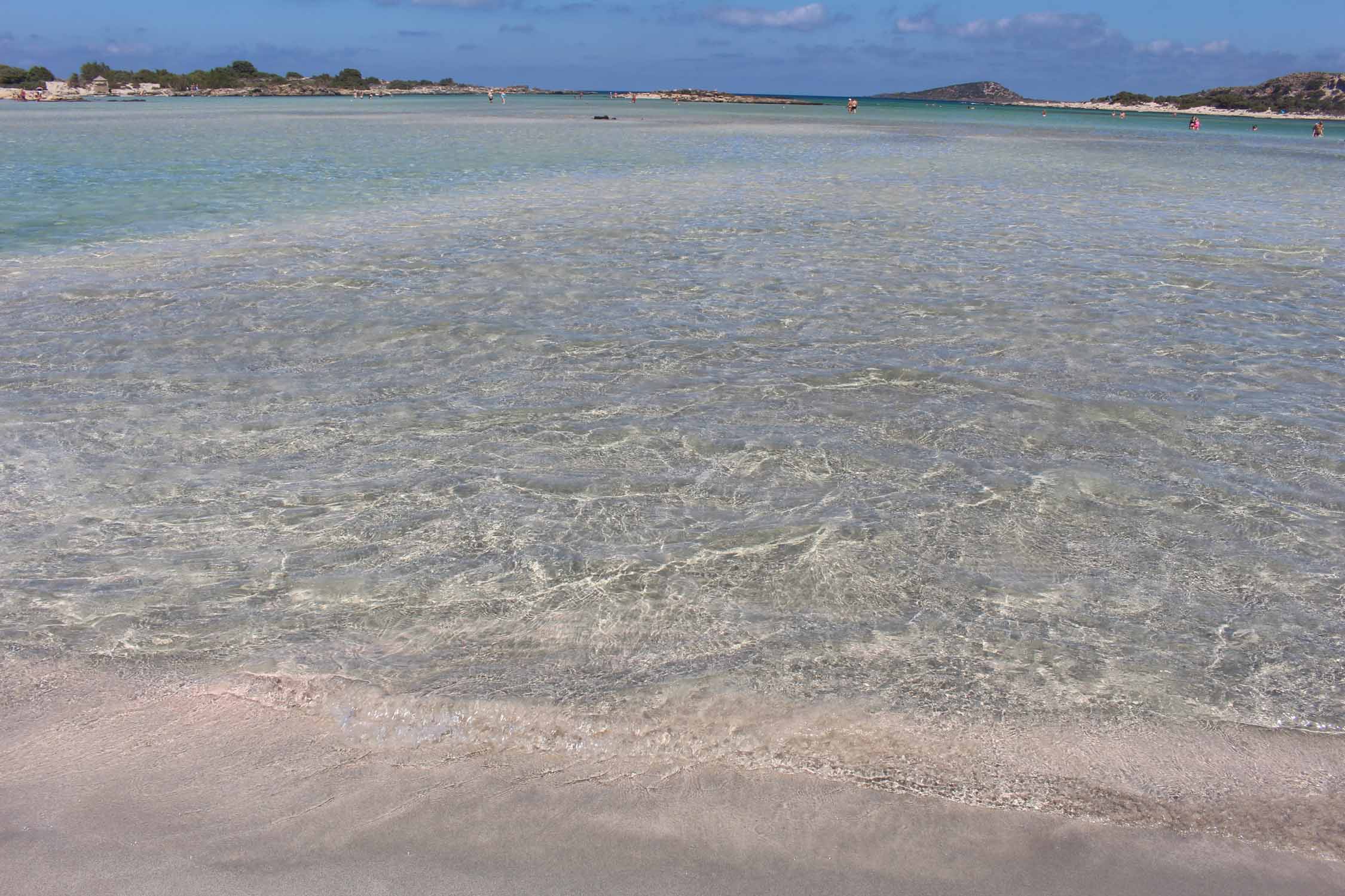 Crète, plage d'Elafonissi, eau transparente