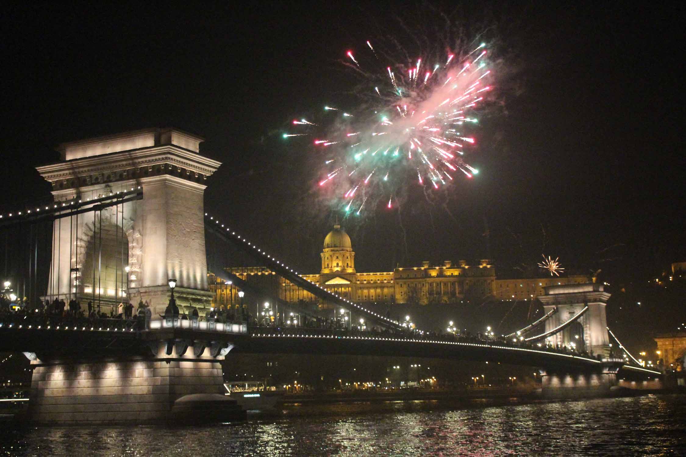 Budapest, Pont aux Chaînes, feu d'artifice