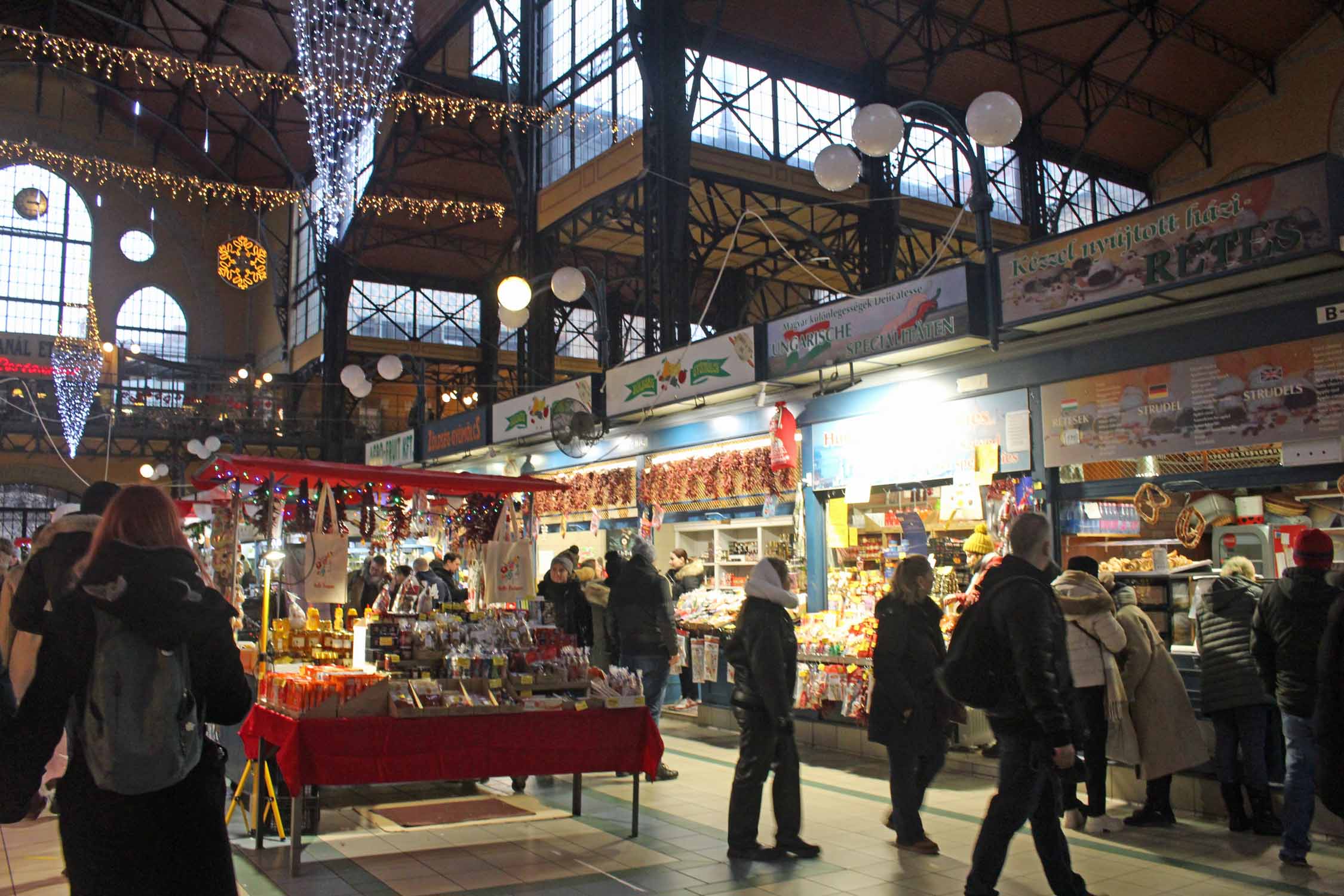 Budapest, marché central, boutiques