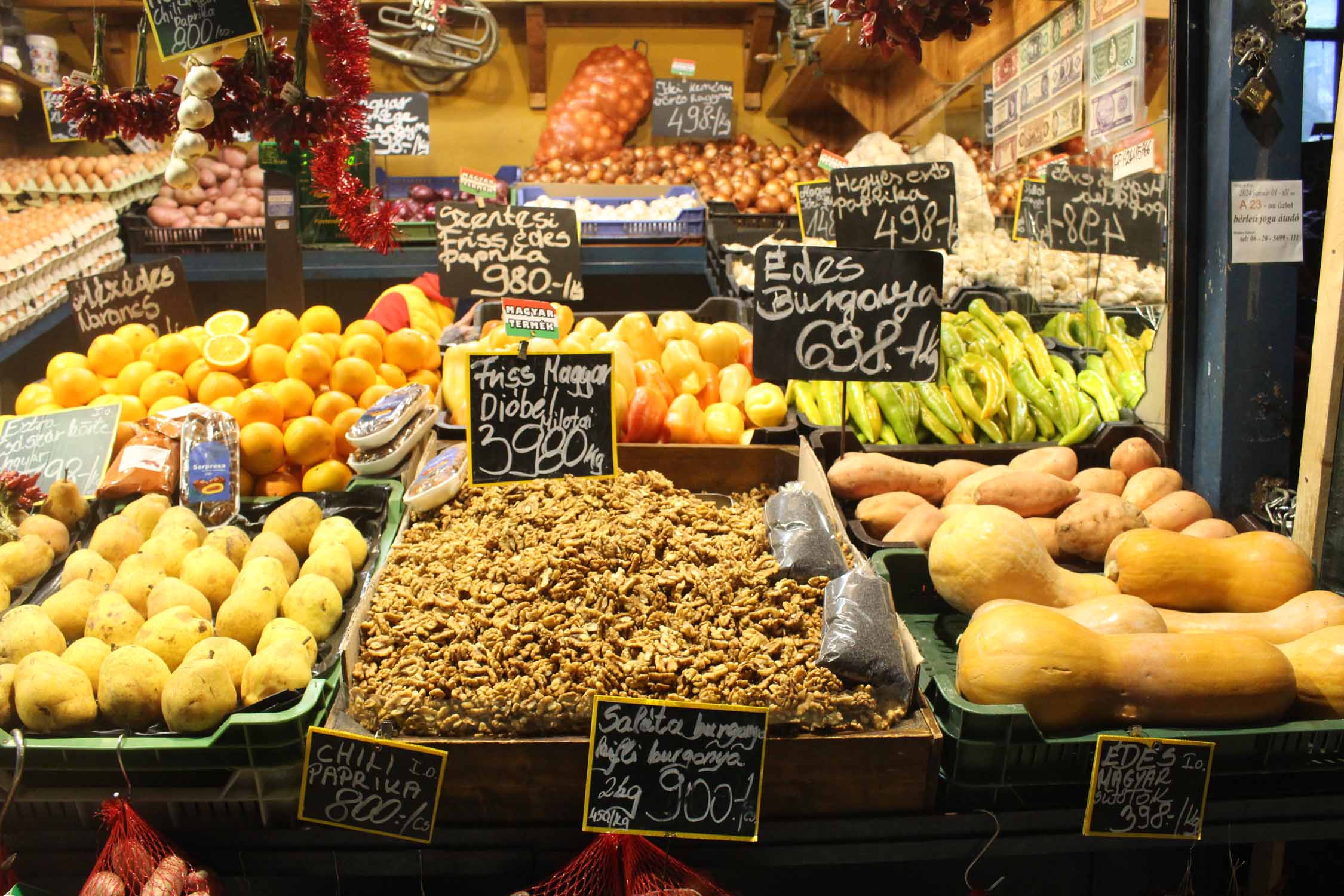 Budapest, marché central, fruits légumes