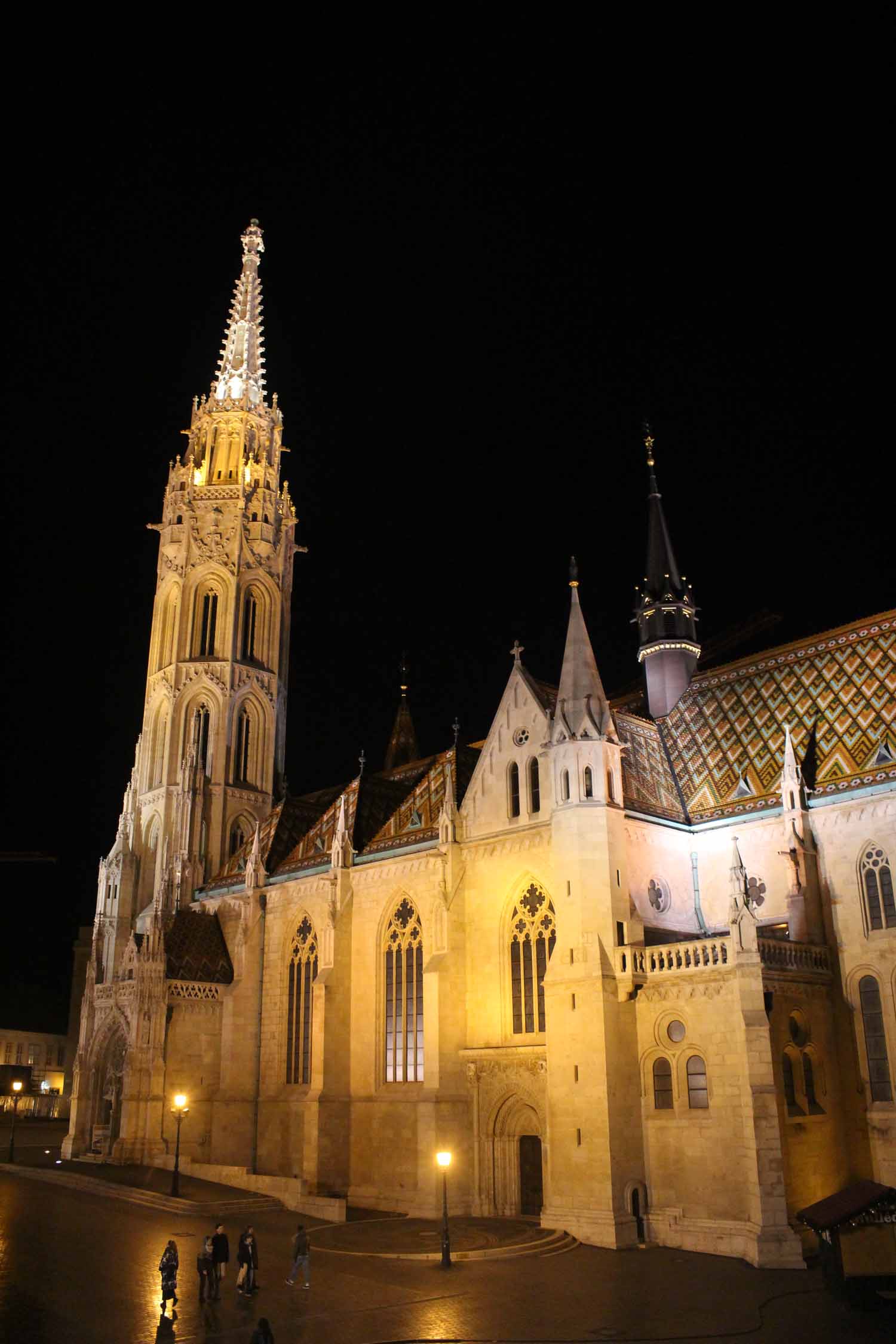 Budapest, église Saint-Mathias, tour, nuit